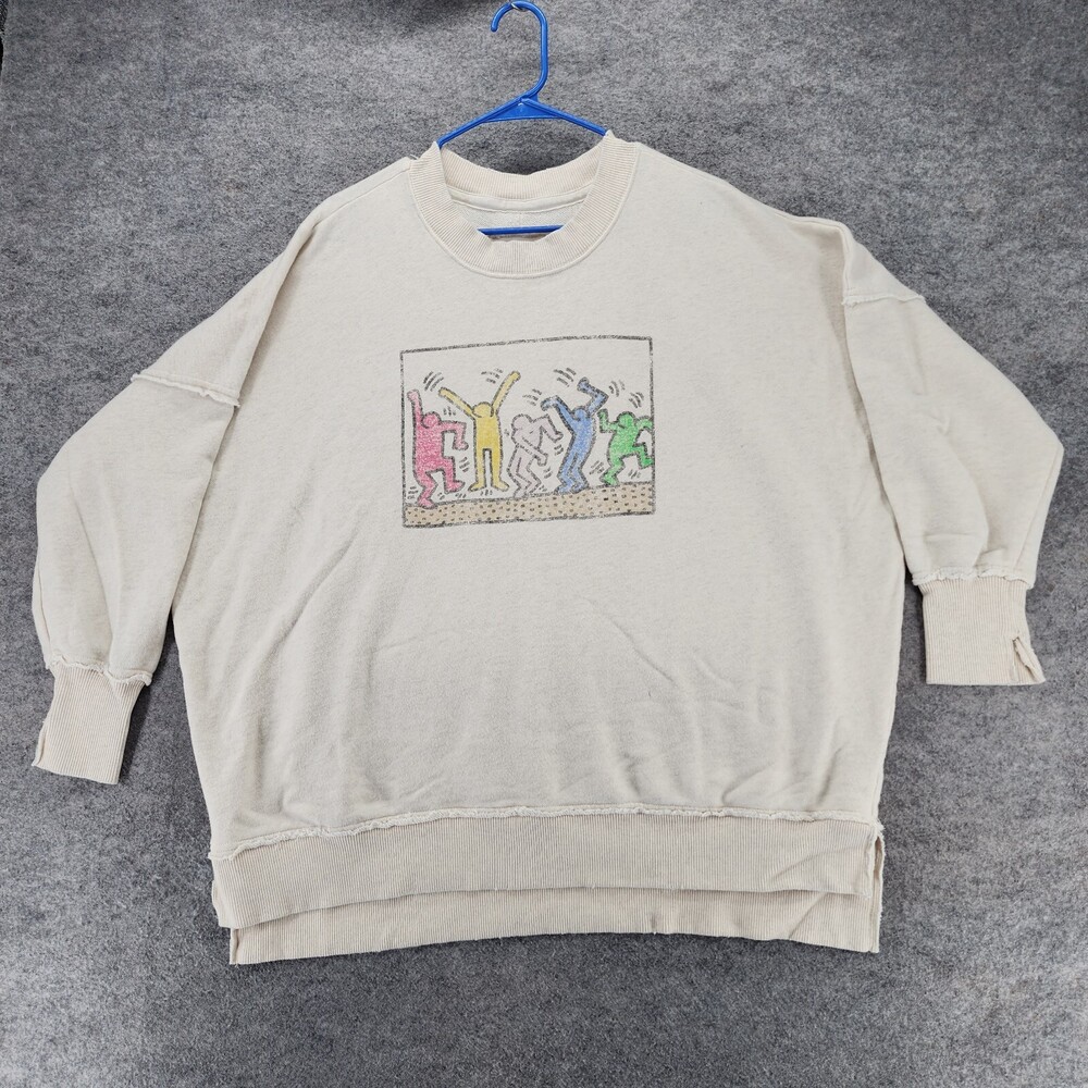 Aerie X Keith Haring Sweatshirt Womens Small Long Sleeve Cream